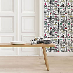 Galerie Wallcoverings Product Code 14100 - Marimekko 5 Wallpaper Collection - White Black Pink Red Yellow Green Blue Colours - Marimekko Kippis Design