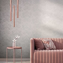 Galerie Wallcoverings Product Code 34013 - Hotel Wallpaper Collection - Rose, Grey Colours - A textured damask Design