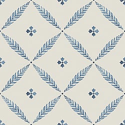 Galerie Wallcoverings Product Code 51023 - Blomstermala Wallpaper Collection - Blue White Colours - Leaf Trellis Design