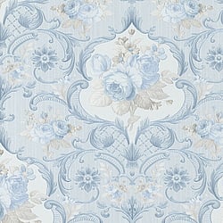 Galerie Wallcoverings Product Code 58267 - Classique Wallpaper Collection - Blue Grey Colours - Rose Damask Design