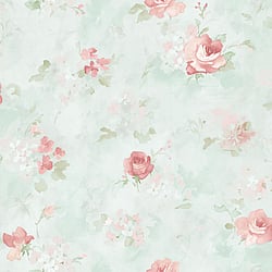 Galerie Wallcoverings Product Code AB42417 - Abby Rose 3 Wallpaper Collection - Teal Pink Colours - Morning Dew Design