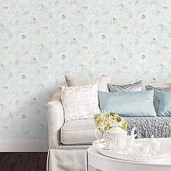 Galerie Wallcoverings Product Code AF37709 - Abby Rose 4 Wallpaper Collection - Turquoise Grey Cream Colours - Morning Dew Design