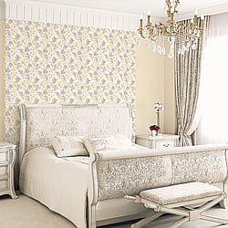 Galerie Wallcoverings Product Code AF37726 - Abby Rose 4 Wallpaper Collection - Yellow Grey Cream Colours - Linen Floral Design