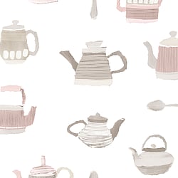 Galerie Wallcoverings Product Code CK36633 - Kitchen Style 3 Wallpaper Collection - Pink Grey Beige Colours - Teapot Motif Design