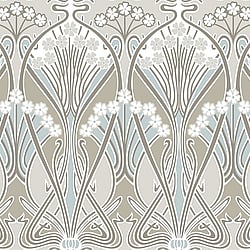 Galerie Wallcoverings Product Code ET12424 - Arts And Crafts Wallpaper Collection - Taupe Beige Blue Colours - Dragonfly Damask Design