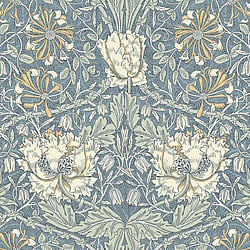 Galerie Wallcoverings Product Code ET12602 - Arts And Crafts Wallpaper Collection - Blue Sage Cream Colours - Ogee Flora Design