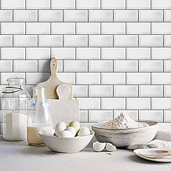 Galerie Wallcoverings Product Code G45445 - Just Kitchens Wallpaper Collection - Black White Colours - Metro Tile Design