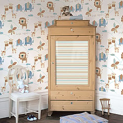 Galerie Wallcoverings Product Code G56022 - Just 4 Kids 2 Wallpaper Collection - Blue Beige Colours - Jungle Friends Design