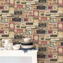 Galerie Wallcoverings Product Code G56172 - Nostalgie Wallpaper Collection - Red Colours - Enamel Signs Design