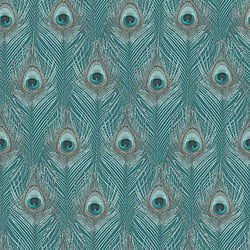 Galerie Wallcoverings Product Code G67978 - Organic Textures Wallpaper Collection - Turquoise Colours - Peacock Feather Design