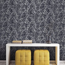 Galerie Wallcoverings Product Code G78299 - Bazaar Wallpaper Collection - Navy Colours - Broadleaf Design