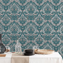 Galerie Wallcoverings Product Code G78313 - Bazaar Wallpaper Collection - Teal Colours - Menagerie Design