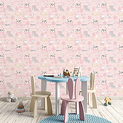 Galerie Wallcoverings Product Code G78376 - Tiny Tots 2 Wallpaper Collection - Pink Grey Beige Colours - Farmland Design