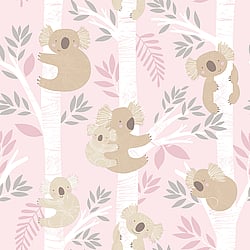 Galerie Wallcoverings Product Code G78387 - Tiny Tots 2 Wallpaper Collection - Pink Grey Glitter Colours - Koalas Design